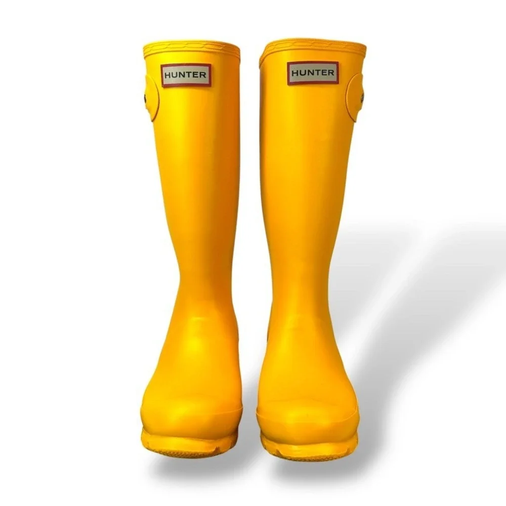 Hunter Kids Yellow Gloss Rain Boots 5 Girl / 4 Boy Classic Waterproof